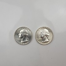1964-D 1963-D Washington Silver Quarters 25 Cents AU-BU Pair 90% Silver - £14.60 GBP