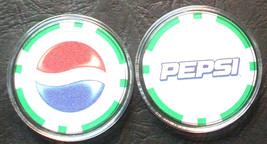 (1) Pepsi Cola Poker Chip Golf Ball Marker - Green - Classic Pepsi Logo - £6.35 GBP