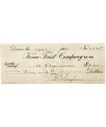 1914 Kineo Trust Company Bank Check E.A. Sampson Dover Maine Signed 6265... - $369.57 MXN