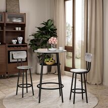 3-Pc Round Bar Table Set: Small Dining w/ Stools, Backrest & Storage - $2,556.38 MXN 3-Pc Round Bar Table Set: Small Dining w/ Stools, Backrest & Storage - $2,556.38 MXN