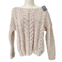 Abercrombie &amp; Fitch Cable Knit Sweater Women&#39;s Small Tan Pink Oversized ... - £45.93 GBP