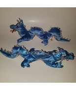 2 Folkmanis Blue Silver Dragon Finger Puppet Lot Plush Stuffed Toy 16&quot; Long - £26.64 GBP