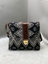 Multicolor Chevron Patterned Crossbody Bag with Leather Trim, 10 x 6 x 3... - $79.20