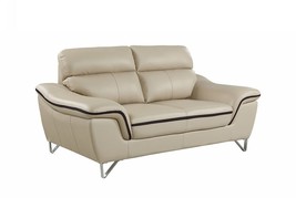 69" Beige And Silver Faux Leather Love Seat - $1,704.84 CAD
