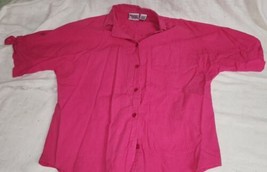Womens Baxter &amp; Wells Petite Pink Short Sleeve Button Front Top PM Cotton - $14.99