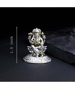 2D Real 925 Solid Silver Oxidized Ganesha Statue religious Diwali gift - €86,15 EUR