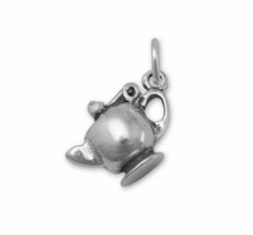 3D Tea Pot Oxidized Charm Drop Moveable Pendant Neck Pieces S925 Sterling Silver - £30.55 GBP