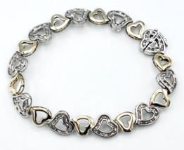 Vintage Sterling Silver Vermeil 925 CI SS Diamond Hearts Bracelet - £108.54 GBP
