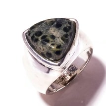 Dalmatian Jasper Gemstone 925 Silver Overlay Handmade Triangular Ring US-6.5 - £9.59 GBP