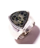 Dalmatian Jasper Gemstone 925 Silver Overlay Handmade Triangular Ring US... - £9.54 GBP