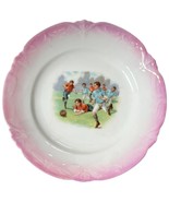 Antique Child&#39;s Plate Boys Playing Soccer Football Germany Leuchtenburg ... - $39.53