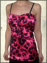 Iron Fist Jungle Fever Leopard Animal Print Womens Satin Tank Top Fuchsia Pink - £24.77 GBP