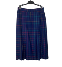 Vintage Thomas E Wolfe Co Wool Skirt Blue Plaid Petite 8 Pleated Academia  - £27.72 GBP