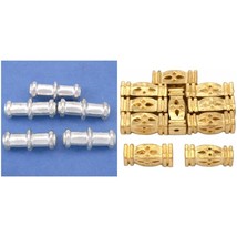 Tube Silver Plated Beads 20mm,Rectangle Tube Gold Plated Beads 13mm  Kit {30}Pcs - £9.58 GBP