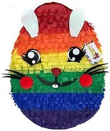 2- D Rainbow Colored Easter Egg Pinata with Bunny Accents - $734.63 MXN