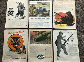 Lot of 6 Vintage 1940&#39;s World War 2 WW2 Ads Army Air Forces G.M. Nash Mo... - £23.46 GBP