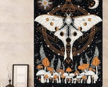 Moth Tapestry Trippy Mushroom Tapestry Sun And Moon Tapestries Moon Phas... - $23.99