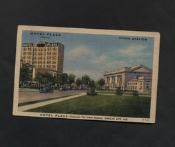 Vintage Linen Postcard Union Station Hotel Plaza Kansas City Missouri - $5.99