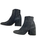 Lucky brand women 5 Gray suede leather zip roundtoe chunky block heel an... - $25.65