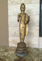 Antique Thai Buddha Middle-Ayutthaya Period, Double Abhaya Mudra - Bronze w/Gilt - £4,510.03 GBP