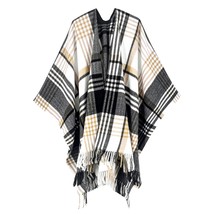 Shawl Wraps For Women Fall Clothes Plaid Poncho Cardigan With Tassel Ope... - £36.08 GBP