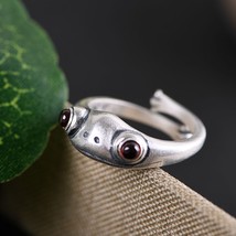 New Design Vintage Adjustable S925 Silver Jewelry  Resizable Size Red Garnet Cre - £26.55 GBP