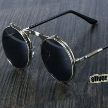 Vintage Steampunk Round Metal Flip Sunglasses for Men  Women - $27.00