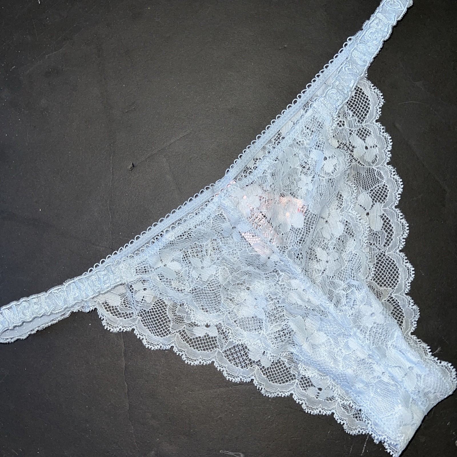 NWT Victoria&#39;s Secret M PANTY BLUE Floral lace - $29.69
