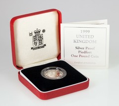 1999 Great Britain Silver One Pound Proof Piedfort Coin, KM P31 - £81.83 GBP