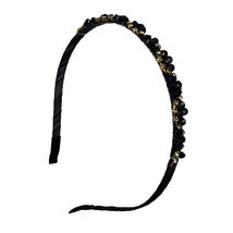 Thin Headband w/Rhinestones Beads Metal Hairband Stylish Headband - Blac... - £11.02 GBP