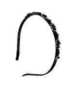 Thin Headband w/Rhinestones Beads Metal Hairband Stylish Headband - Blac... - £11.00 GBP