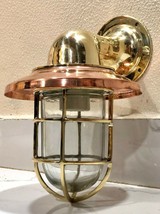 MASTHEAD ARCHED BULKHEAD BRASS SWAN WALL SCONCE LIGHT WITH COPPER SHADE ... - £212.13 GBP