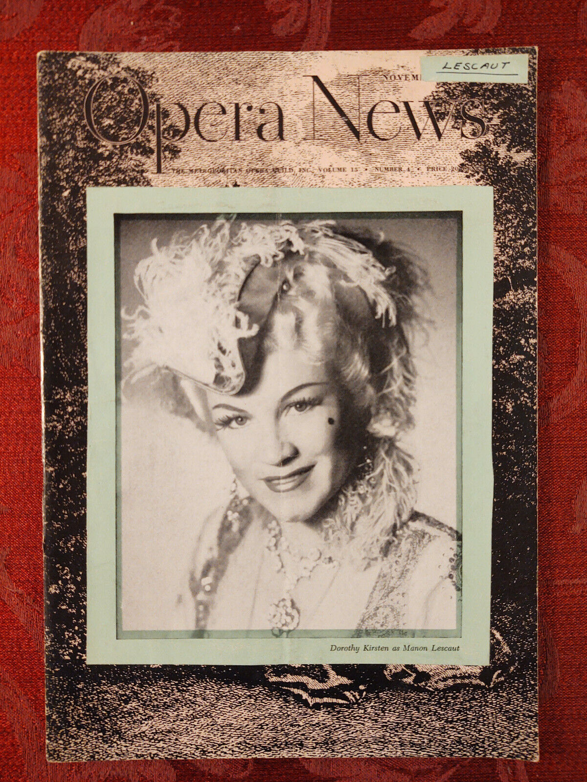 METROPOLITAN OPERA NEWS Magazine November 13 1950 Manon Lescaut Dorothy ... - $14.40