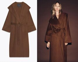 $229 ZARA ZW COLLECTION LIMITED EDITION BROWN LONG BELTED WOOL COAT - S - $189.00