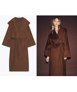 $229 ZARA ZW COLLECTION LIMITED EDITION BROWN LONG BELTED WOOL COAT - S - $189.00