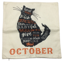 Throw Pillow Cover 17&quot; X 17&quot; Black Cat Halloween October WORDS Zipper - $247.08 MXN