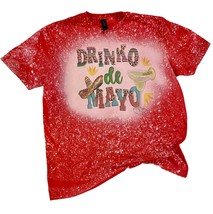 A Blessed Texas Mess women&#39;s drinko de mayo leopard serape bleached tee in Red - £25.97 GBP