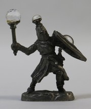 Perth Pewter Knight with Shield &amp; Crystal Mace 1982 Miniature Figurine - $14.99
