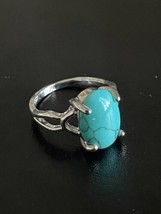 Turquoise Stone S925 Silver Woman Ring Size 7.5 - £11.67 GBP