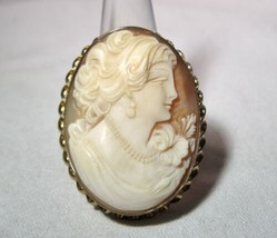 Antique 12K Gold Fill Cameo Carved Shell Brooch Pin K1469 - £42.73 GBP