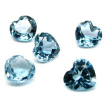 4.6Ct 5pc Lot Natural London Blue Topaz Heart  Faceted 6mm Gemstones - £25.19 GBP
