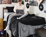 Black Twin Comforter Set - 5 Pieces Reversible Black Bedding Set Twin, B... - $100.99