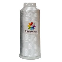 White Embroidery Machine Bobbin Thread - Huge 5500Yards Cone Spool - 60 ... - $18.99