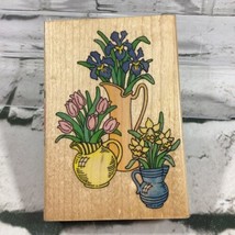 1996 Stampendous Rubber Stamp Flowers In Vases Daffodils Tulips  - £7.74 GBP