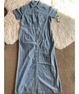 VINTAGE Womens Cherokee Button Front Denim Blue Jean Dress M Short Sleeve - £18.49 GBP