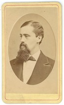Antique CDV Circa 1870s Bangs Handsome Man Large Goatee Beard Suit Milwaukee, WI - £9.71 GBP