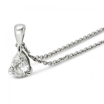 1.50 Ct Solitaire Pendant Necklace 14k White Gold Plated Pear Shaped - £51.34 GBP