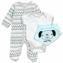Baby Boy&#39;s Puppy Dog 3-Piece Pajama, One-Piece and Bib Set 0-3 Months - $7.42