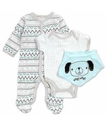 Baby Boy&#39;s Puppy Dog 3-Piece Pajama, One-Piece and Bib Set 0-3 Months - $7.42