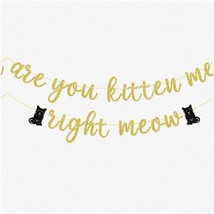 Meow-tastic Cat Adoption Celebration Banner - Pre-strung, Gold Glitter - Perfect - £21.39 GBP